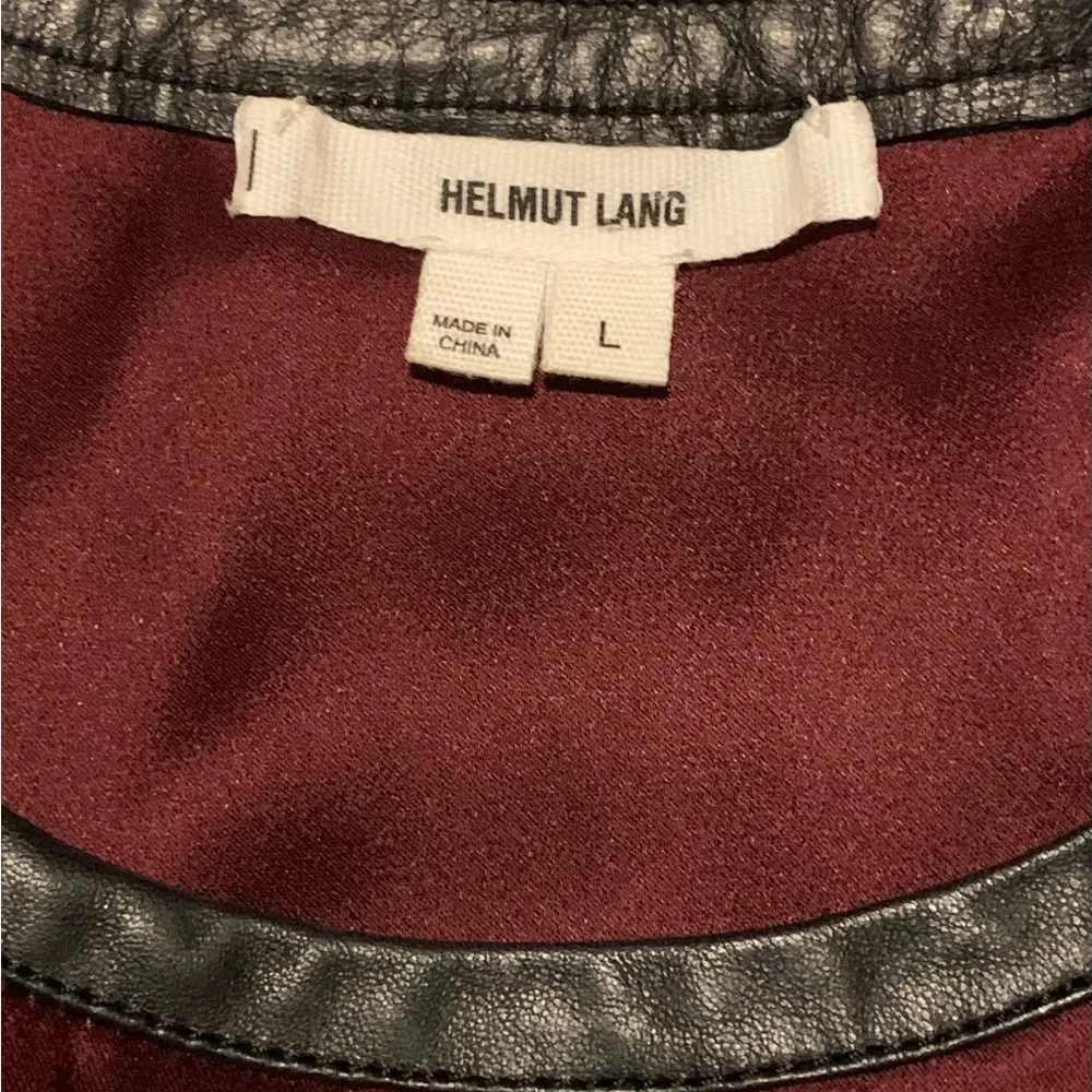 Helmut Lang Satin Burgundy With Black Lamb Leather Trim Tank Top Size L - Picture 6 of 10